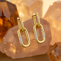 Double Link Earrings - Warm Crystal Background