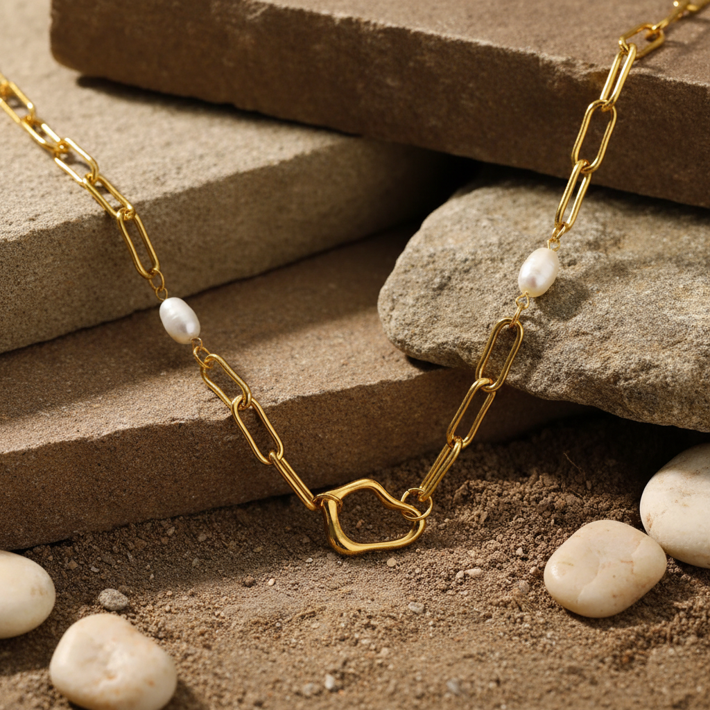 Necklace with earthy stone background