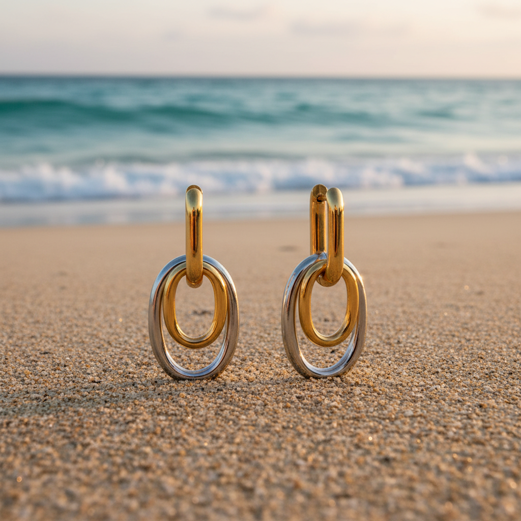 Noah Contrast Earrings - Beach