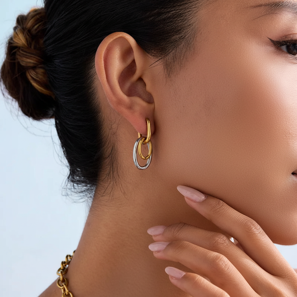 Noah Contrast Earrings - Model (Reference)