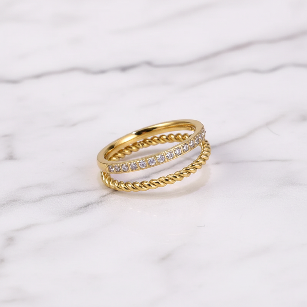 Rings on white marble