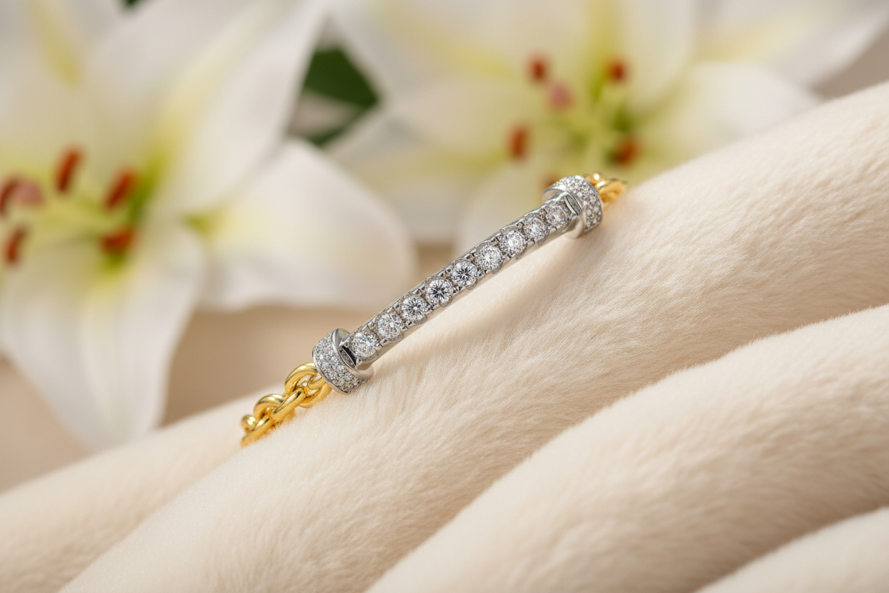 The Aurelia Bracelet - Angled with Lily Background