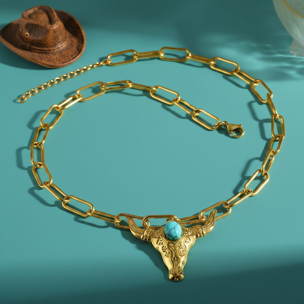 The Maverick Bull Chain - Darker Turquoise